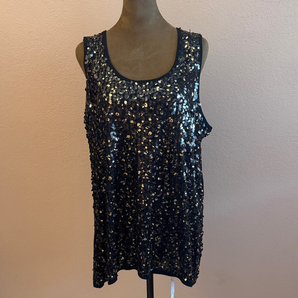 Verve Ami Black Sequin Tank Top